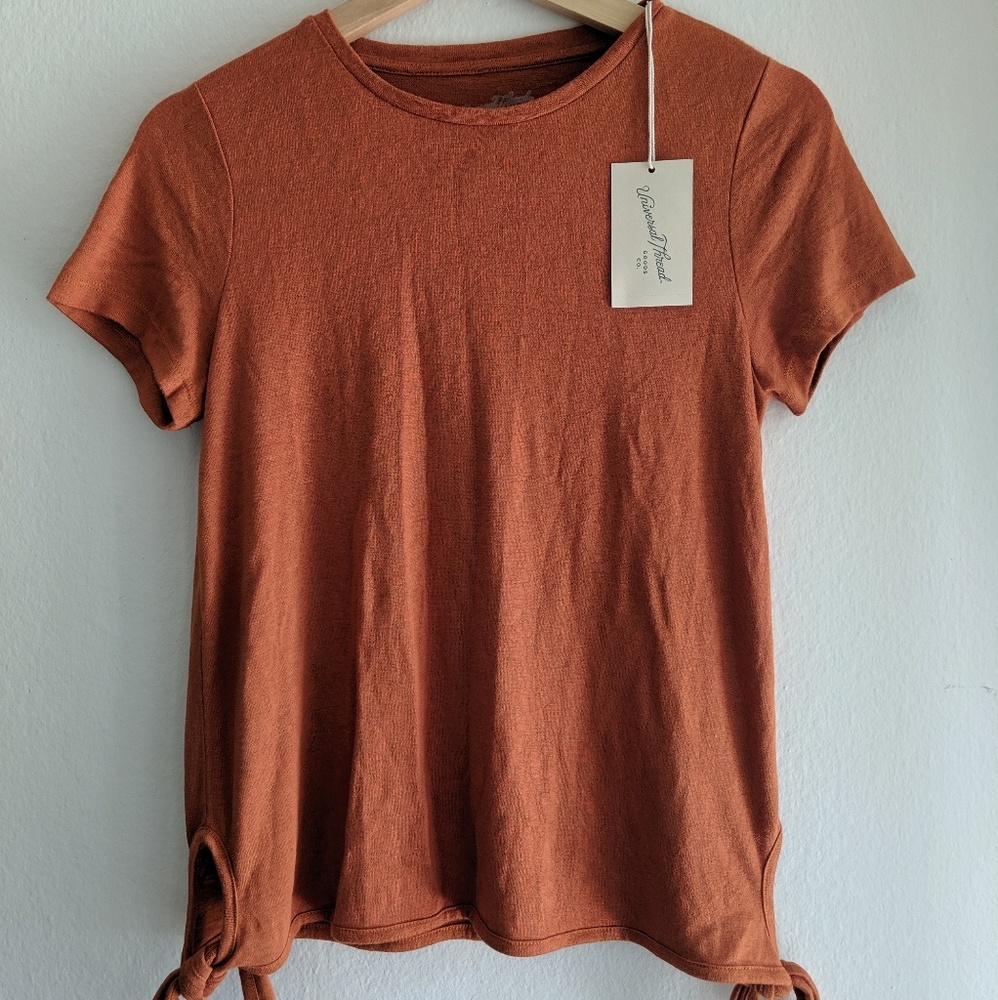 Spiced Orange Womens Short Sleeve Side Tie T-Shirt